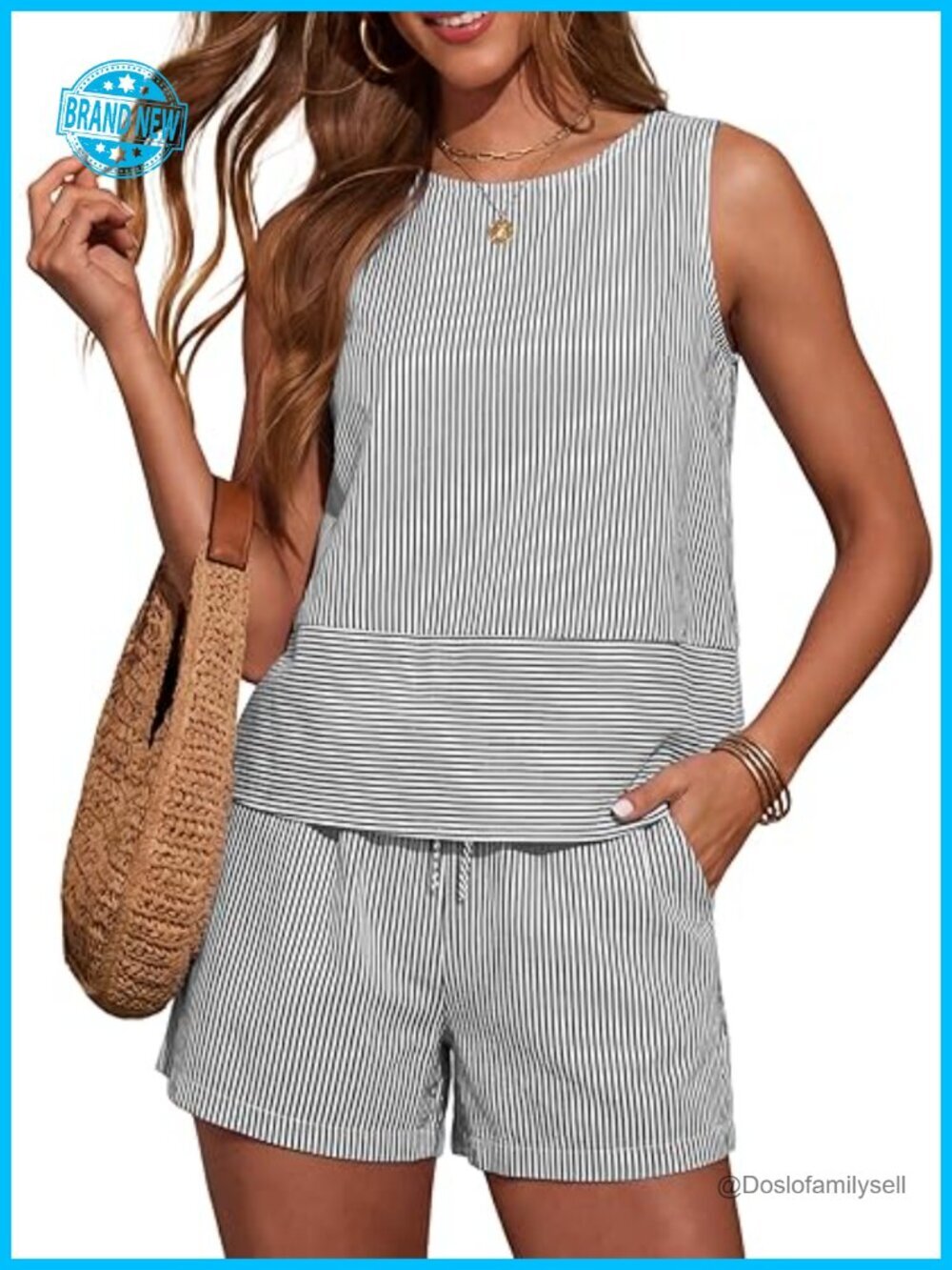 Women's 2 Piece Shorts Set Tank Top and Matching Cotton Summer Outfit